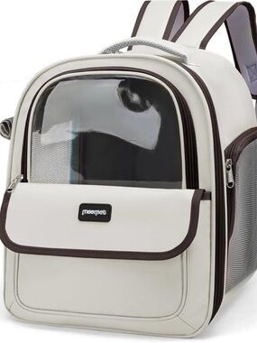 BRAND NEW Moorpets Clear-Window Pet Backpack Carrier in Cream and Brown